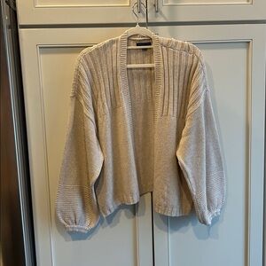 American Eagle Outfitters Beige Knit Open Front Cardigan
